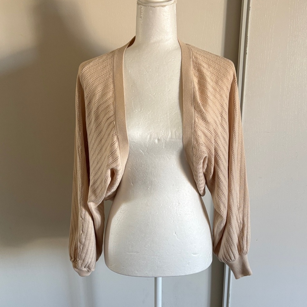 Women's Beige Open-Front Sweater